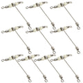 10pcs T Shape Rolling Swivels with Luminous Beads for Fishing