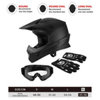 Youth Full Face Helmet for Off-Road Dirt Bike ATV Motocross - Black