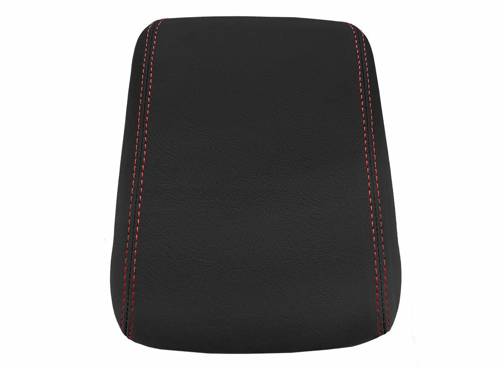 Leather Console Lid Pull Over Armrest Cover for VW Passat (2011–2018) Red Stitch