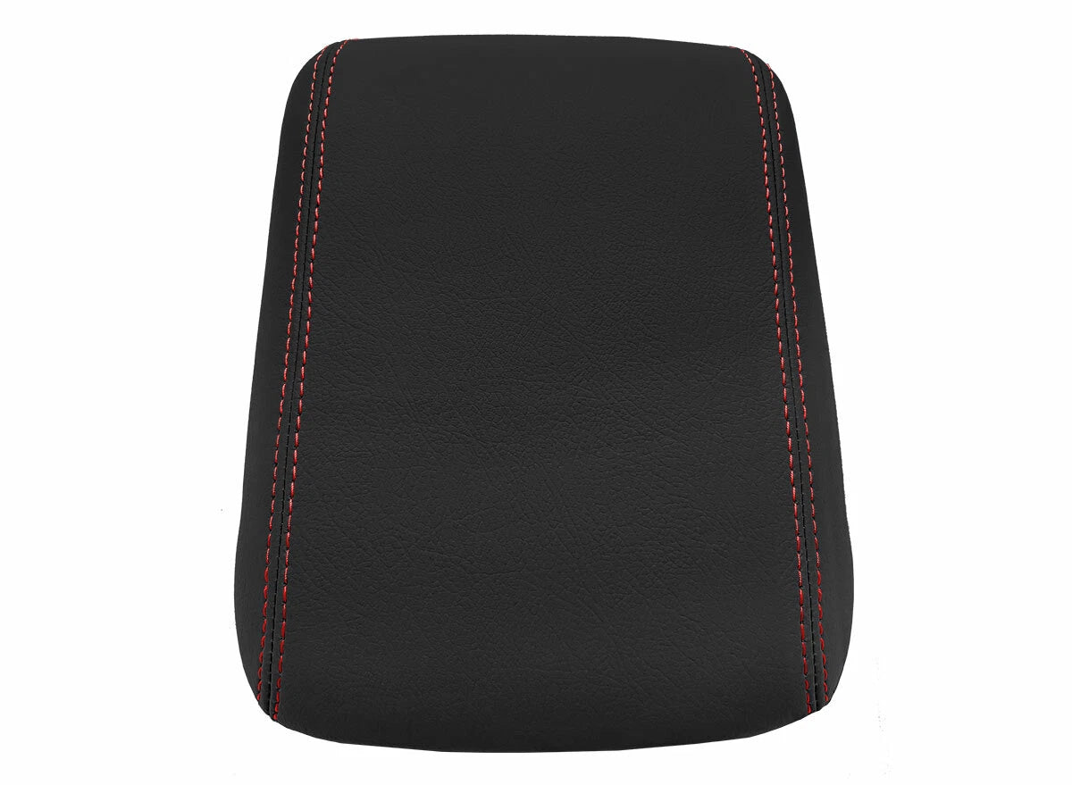 Leather Console Lid Pull Over Armrest Cover for VW Passat (2011–2018) Red Stitch