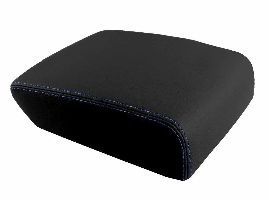 Leather Console Lid Armrest Cover for Jeep Grand Cherokee (2005–2010) Blue Stitch