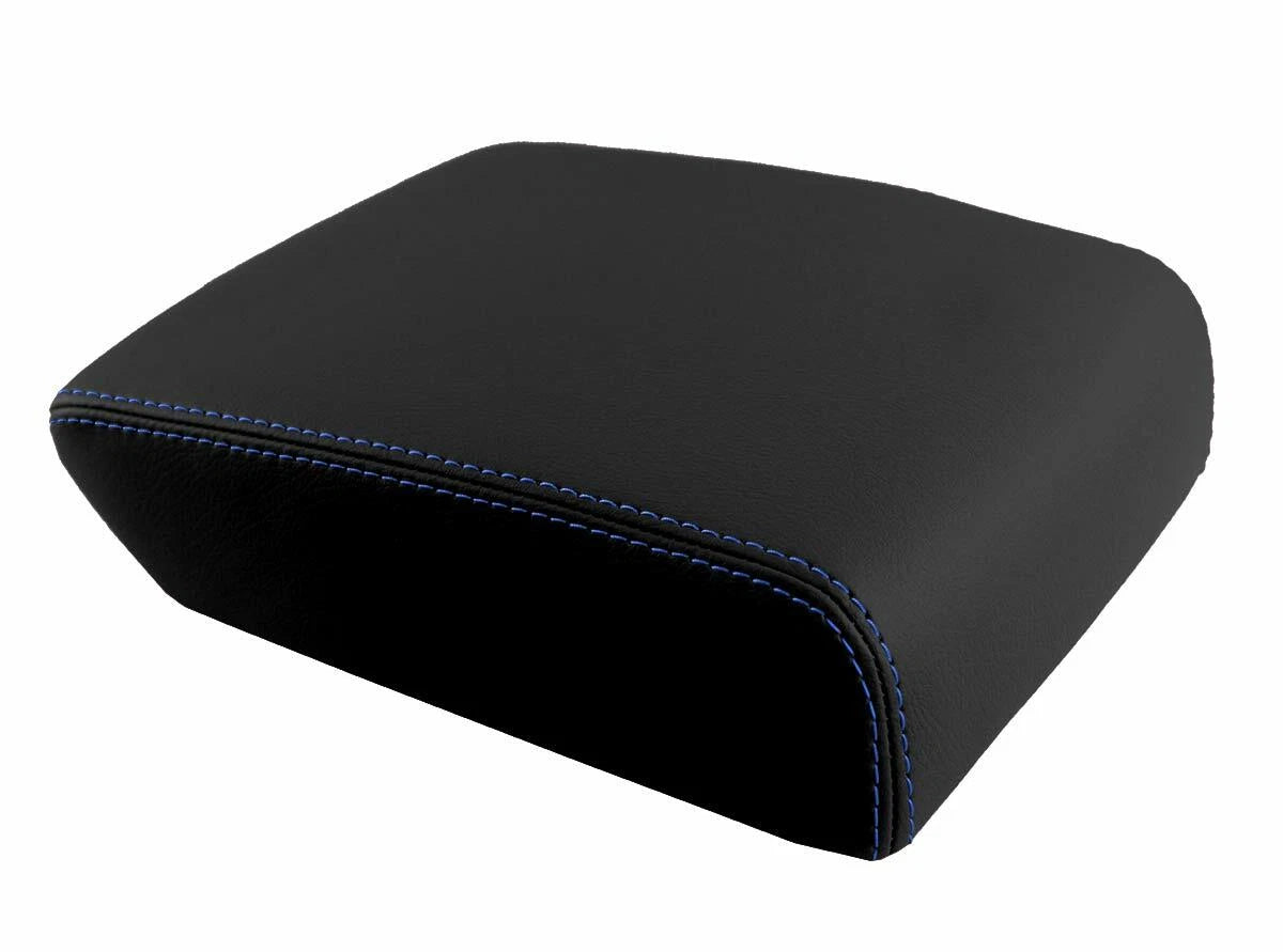 Leather Console Lid Armrest Cover for Jeep Grand Cherokee (2005–2010) Blue Stitch