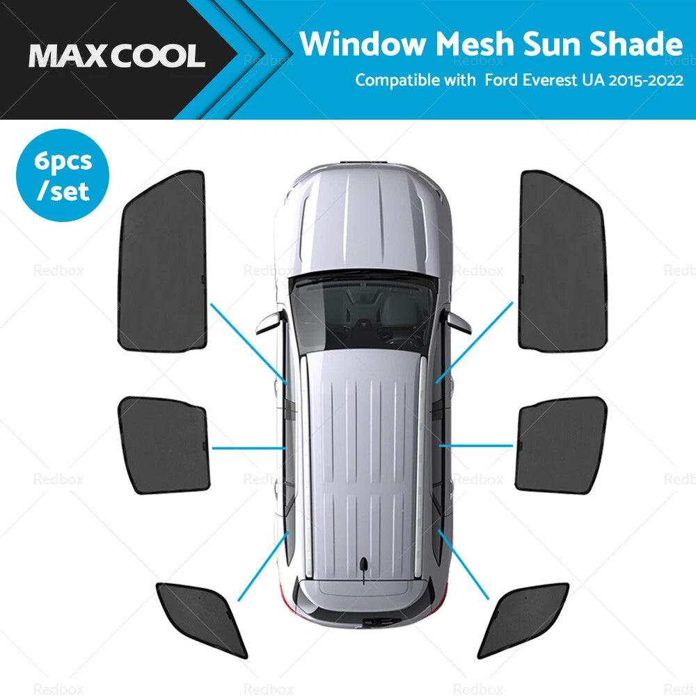 6X Foldable Window Mesh Sun Shade for Ford Everest UA (2015–2022)
