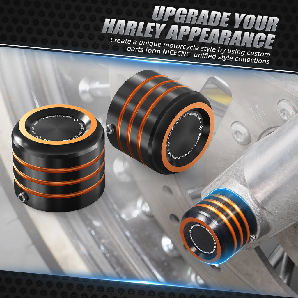 Set of 2 Front Rear Wheel Axle Nut Cover Caps for Harley Iron 883 (2008–2022)