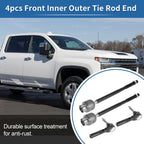 Set of 4 Front Inner Outer Tie Rod End Links for Chevrolet Malibu (2004–2012) No. ES800086
