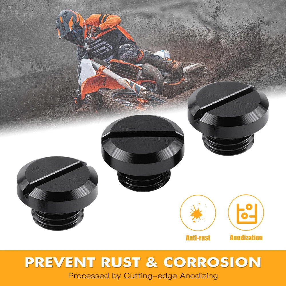 3PCS M10X1.25 CNC Anodized Motorcycle Mirror Hole Plugs Screw Caps