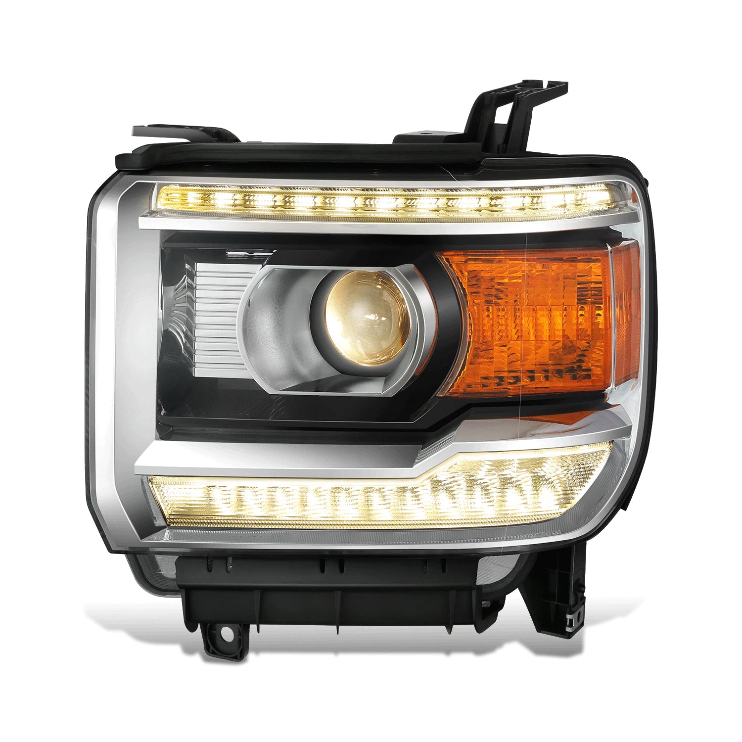 Chrome Amber Driver Left Headlight for Sierra 1500 Limited 2500 3500 HD (2014–2019)