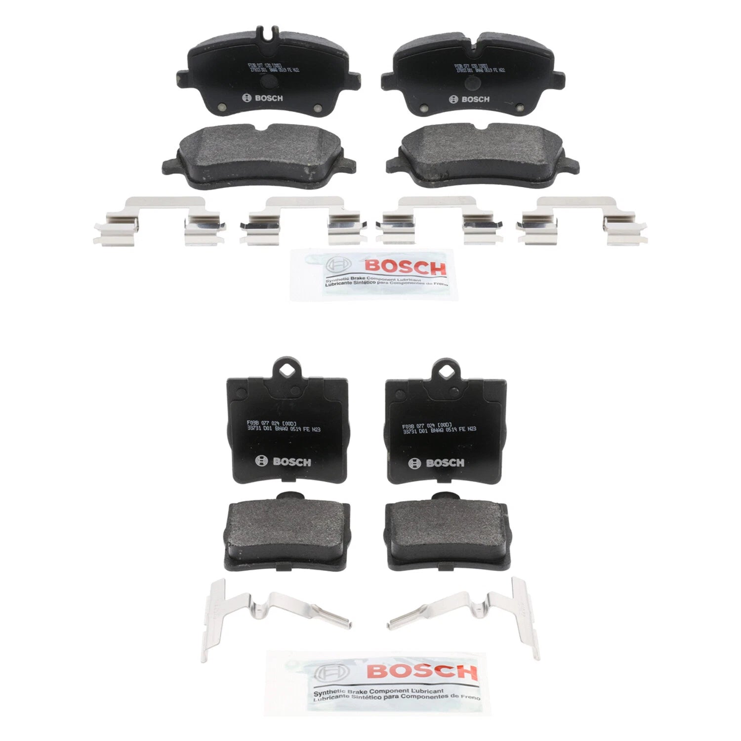 Set of 4 Bosch Quietcast Disc Brake Pads for Mercedes W203 C230 C240 (2001–2007)