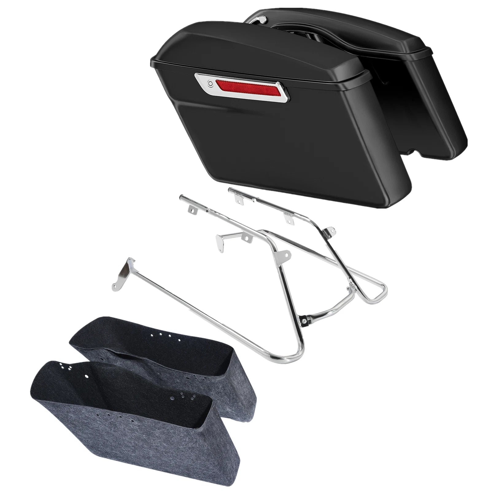 Matte Black Hard Saddle Bags & Bracket for Harley Softail FXBRS FLFBS (2018–2025)