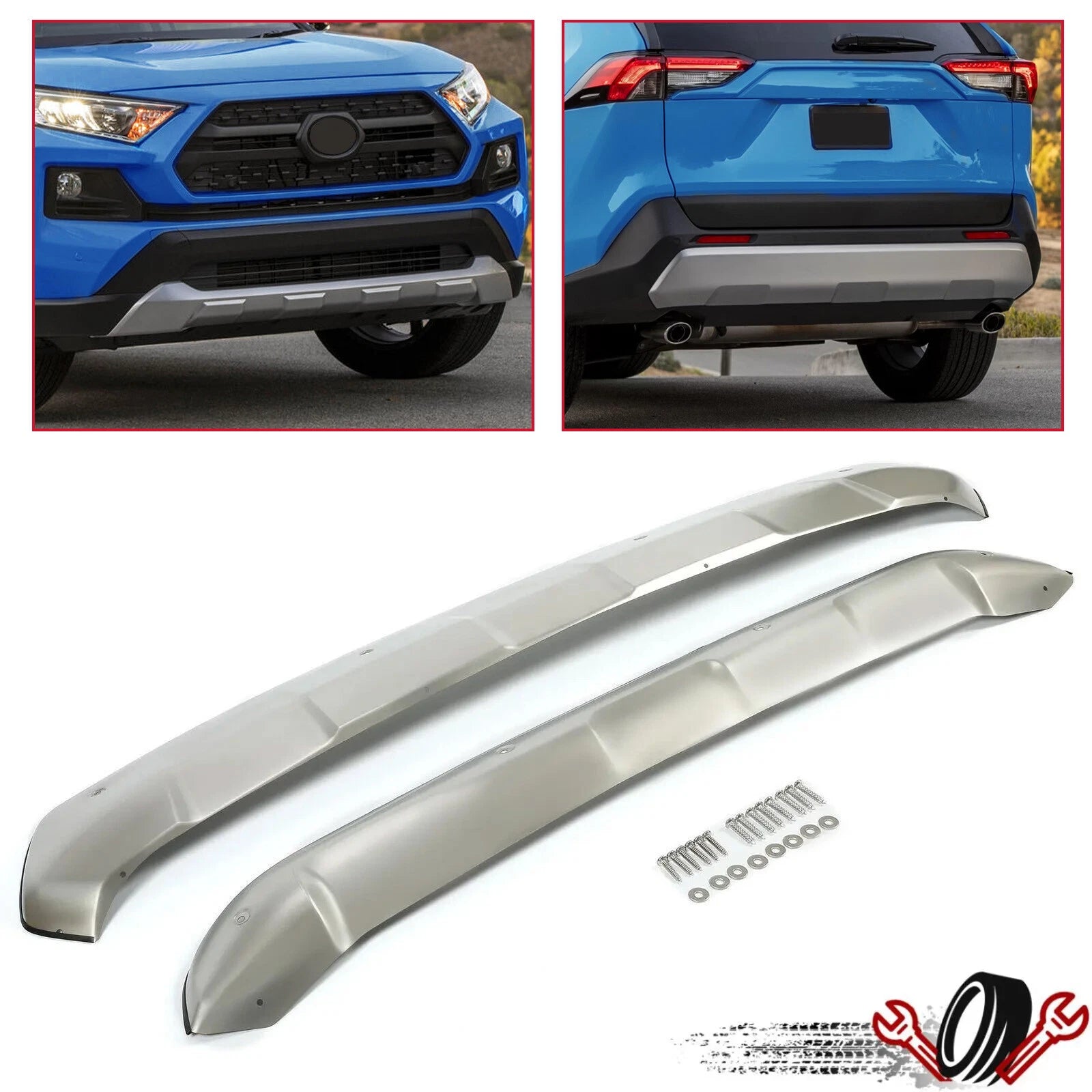 Front Rear Bumper Lower Valance Skid Panel for Toyota RAV4 Hybrid (2019–2023)