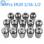 14Pcs ER20 Spring Collet Set 1/16"-1/2" for CNC Machines