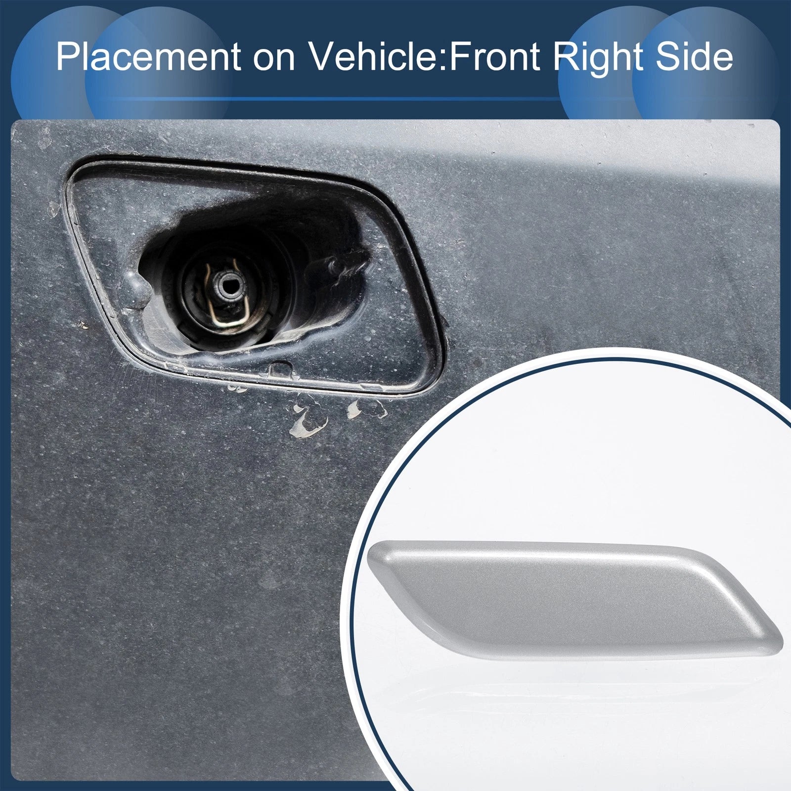 Front Right Washer Nozzle Cover Cap for Honda Accord VIII (2011–2013) Silver Tone