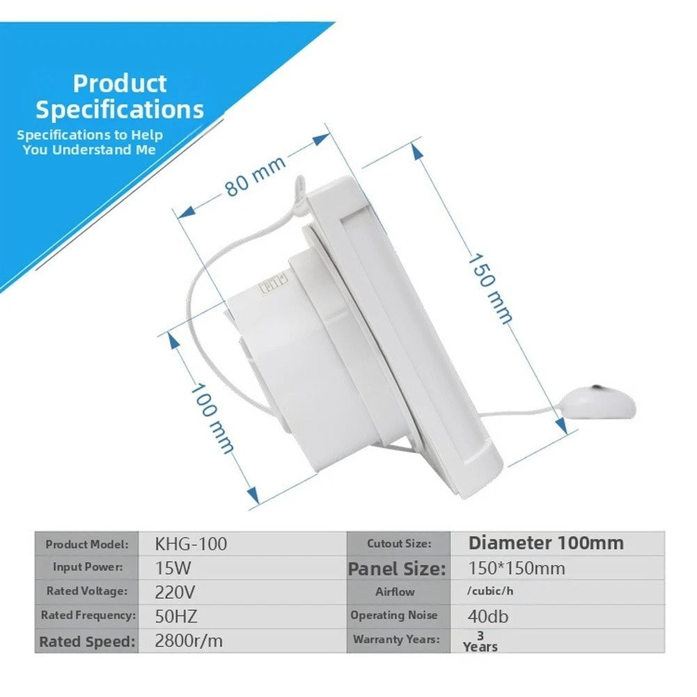 4 Inch Bathroom Exhaust Fan Waterproof Silent 40dB Operation