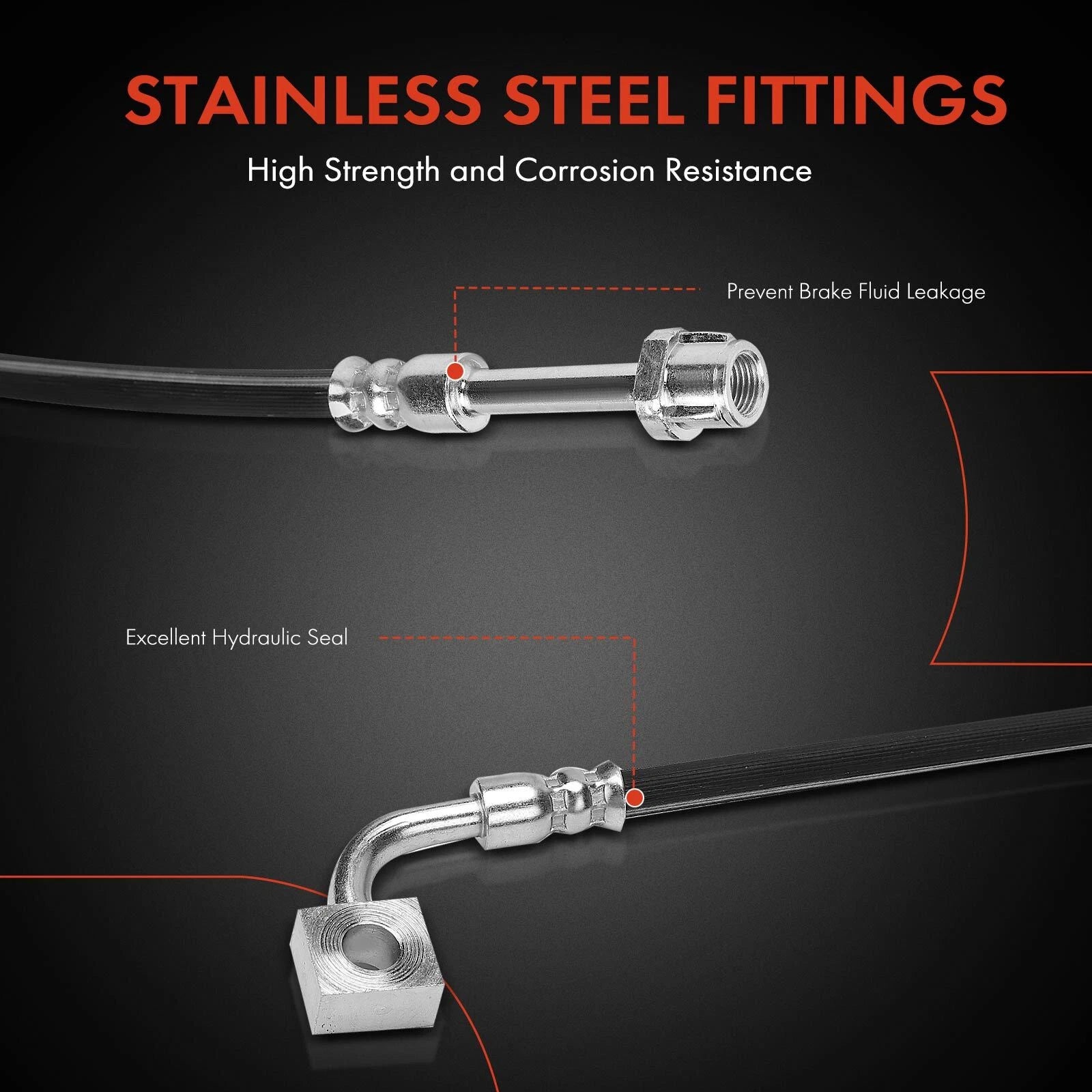2X Front Brake Hydraulic Hose for Buick Envision (2017-2019)