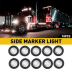10x Round 3/4" LED Side Marker Lights for Truck Trailer