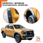 Raptor Style Matte Black Fender Flares for Ford Ranger 2022-2023