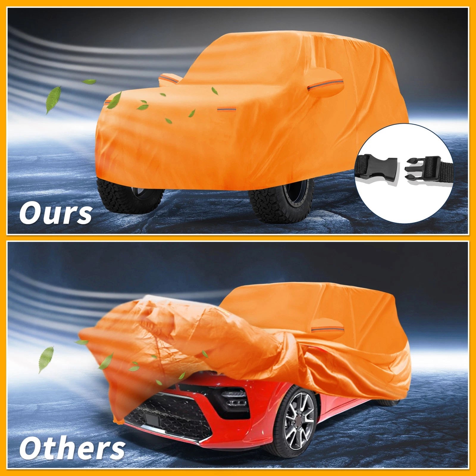 Waterproof Car Cover for Kia Soul (2010–2023) - Orange Cotton, Zipper