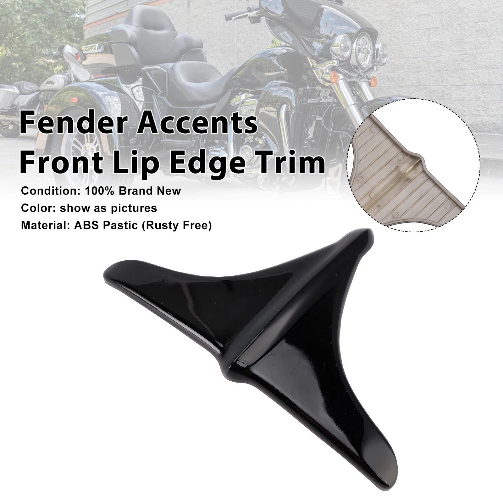 ABS Rear Fender Accents Trim for Harley Street Tri Glide (2009–2023) Black