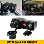 USB Power Charger with Voltmeter for Motorcycle (Waterproof)