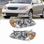 Pair of Chrome Headlights for Toyota Corolla (2003–2008) LH+RH