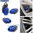 4PCS Blue Grenade Tire Valve Stem Caps for Universal Wheel (Universal)
