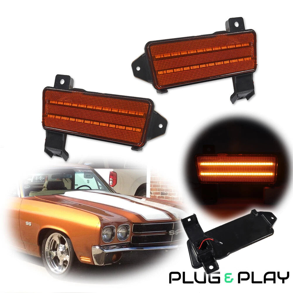 Pair LED Side Marker Lamps for Chevy Chevelle El Camino Malibu