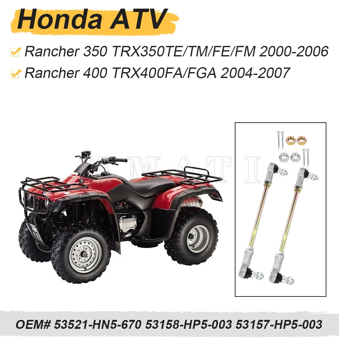 2 Tie Rods for Honda Rancher 350 TRX350FE ES 4x4 (2000–2006)