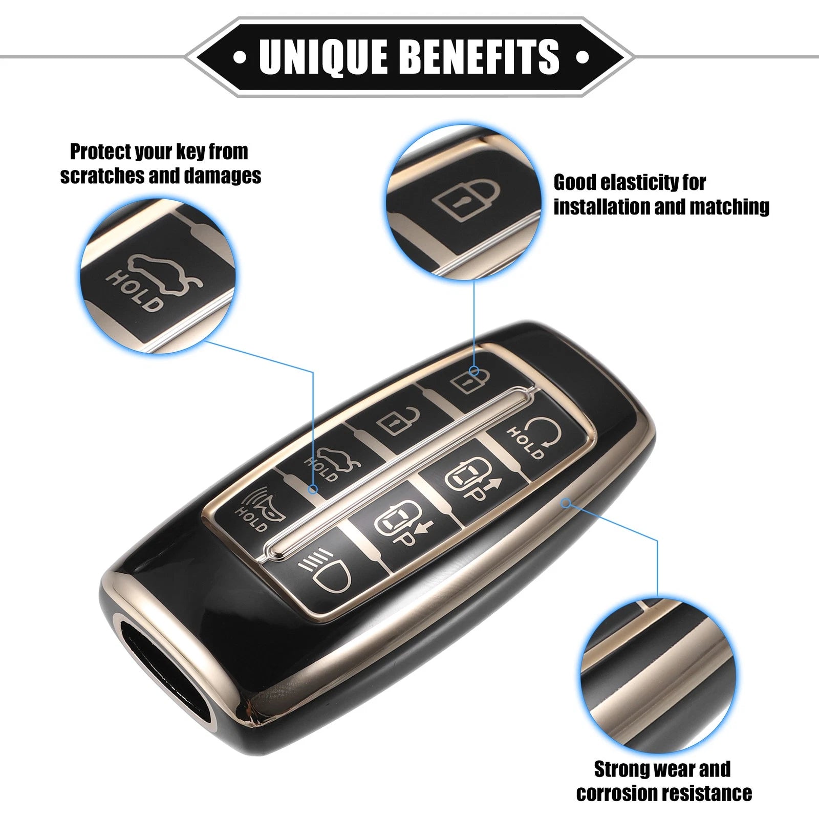 8 Buttons Key Fob Cover for Hyundai (Keyless Smart Fob)