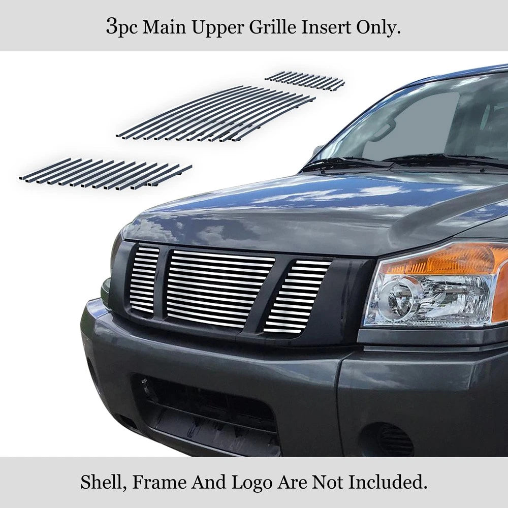 Upper Stainless Chrome Billet Grille Insert for Nissan Titan (2008-2015)