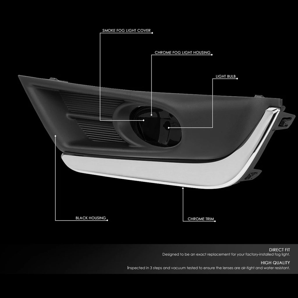 Fog Lights for Honda CR-V (2017–2018) - Chrome Trim Bezel, Smoked, Switch