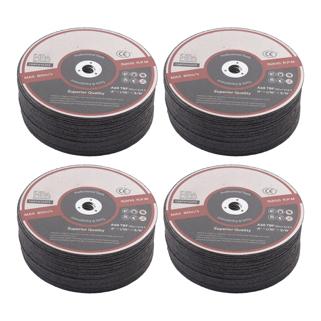 100 Pack Metal and Stainless Steel Cut Off Wheels for Die Grinders (4"x1/16"x3/8")