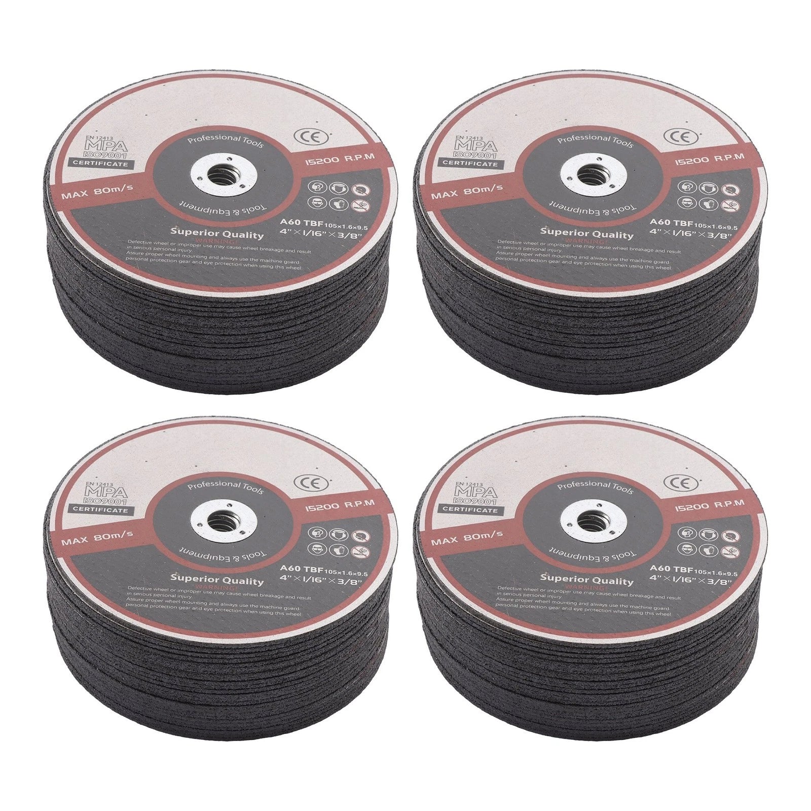 100 Pack Metal and Stainless Steel Cut Off Wheels for Die Grinders (4"x1/16"x3/8")