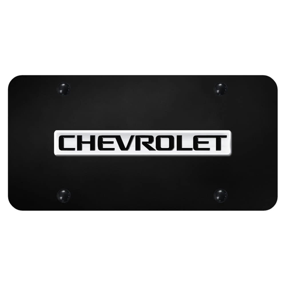 Chrome Name on Black License Plate - Officially Licensed for Chevrolet