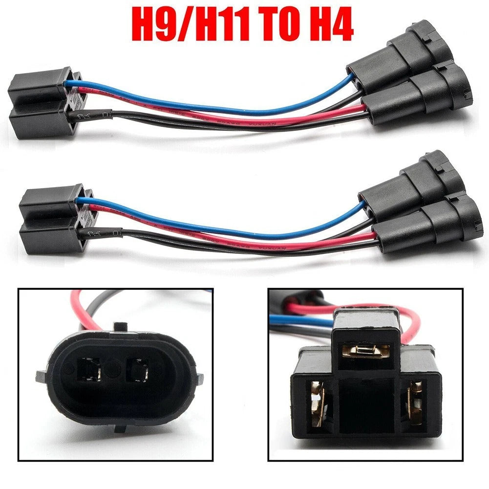 Dual Harness H9/H11 to H4 Headlight Splitter for