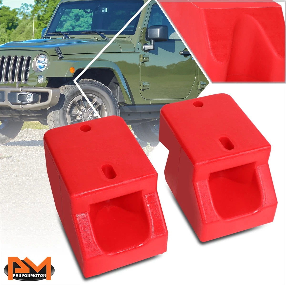 Set of 4 Rear Extended Shock Bump Stops for Jeep Wrangler JK (2007–2018)