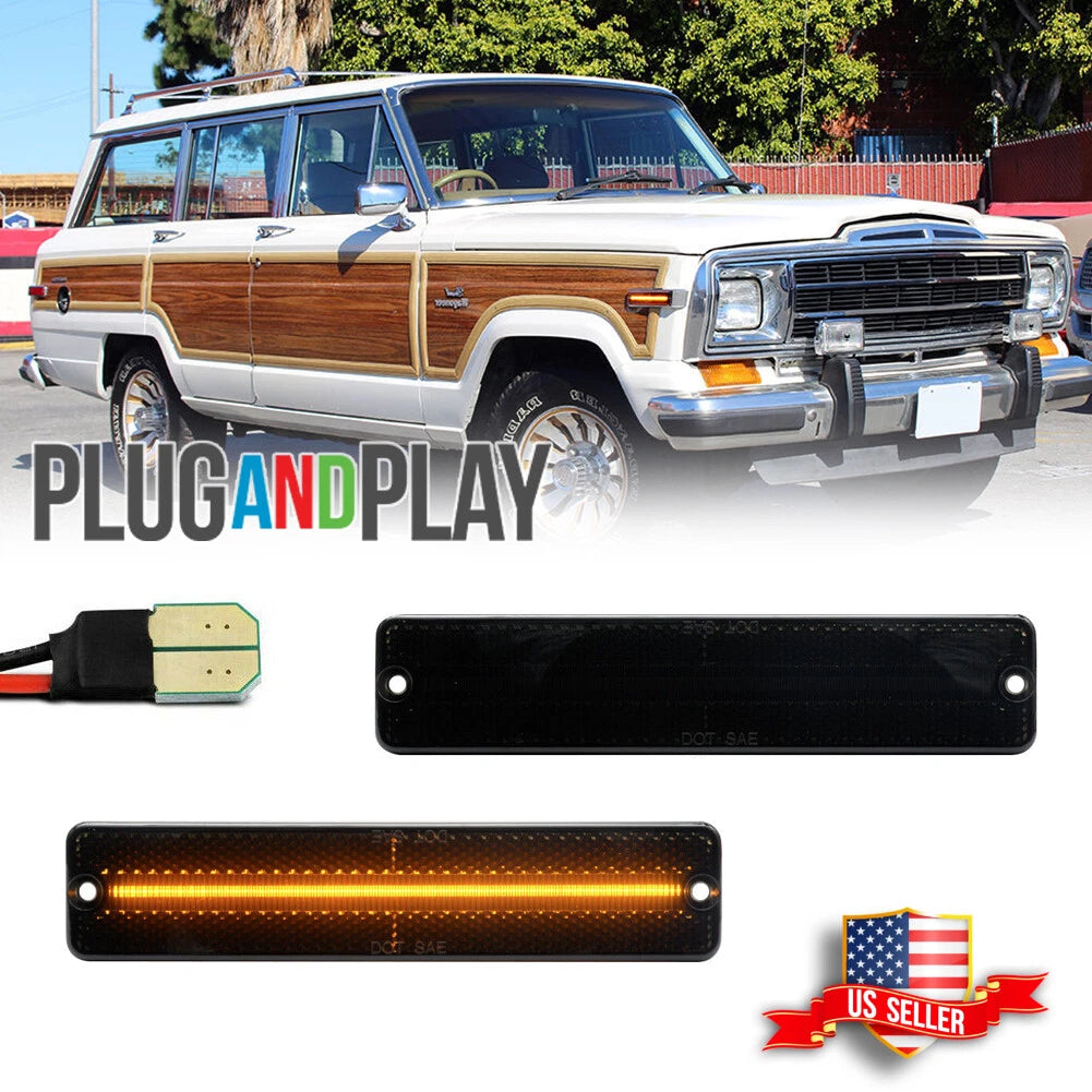 Smoked LED Front Side Marker Lights for Jeep CJ5 CJ6 CJ7 CJ8 SJ Wagoneer (1972–1986)
