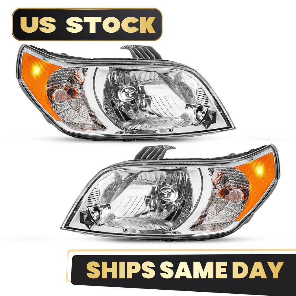 Halogen Headlight Pair for Chevy Aveo 5 LS/LT (2009–2011) W/Amber Reflector