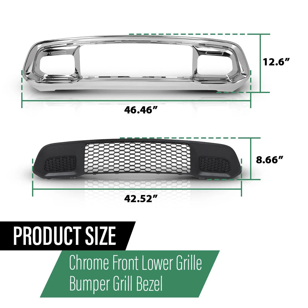 Front Lower Grille & Chrome Bumper Bezel for Jeep Grand Cherokee (2017–2022)