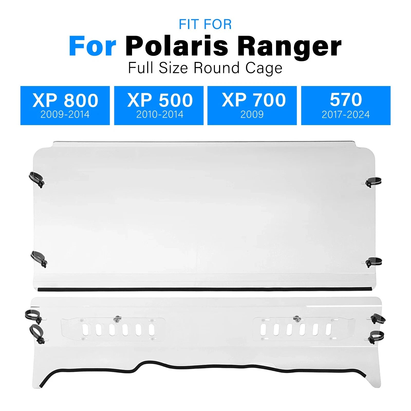 Clear Vented Windshield for Polaris Ranger Fullsize 570 (2017–2024)
