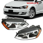 Set of 2 Halogen Headlights for Volkswagen Golf MK7 (2015–2017) Black