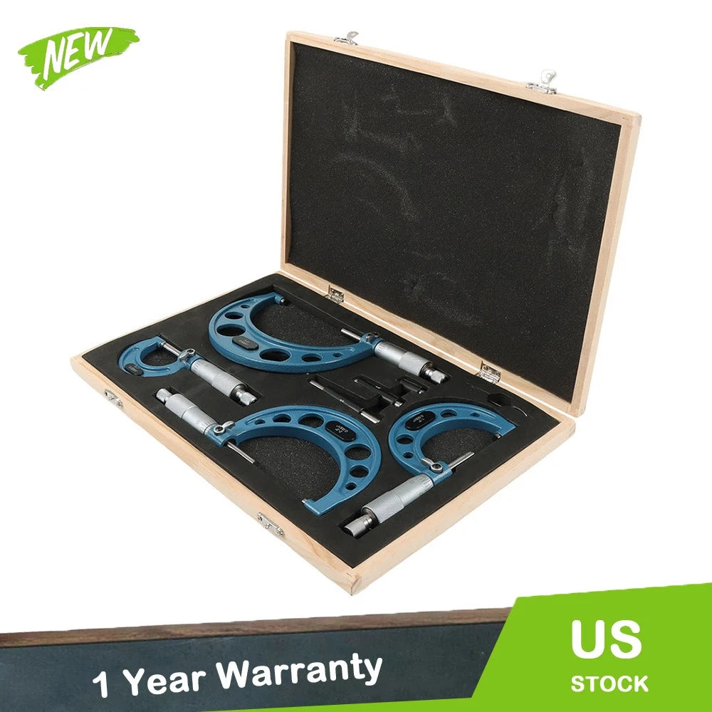 Set of 2 Outside Micrometers with Carbide Tip for Precision Measurement