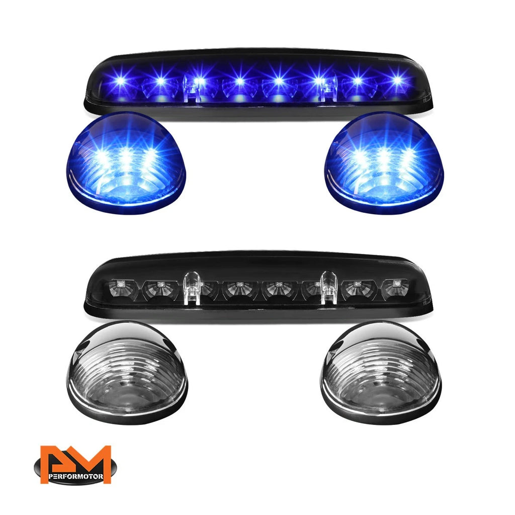 3Pcs Cab Roof Running Light Black Housing Blue LED for Silverado/Sierra (2002–2007)
