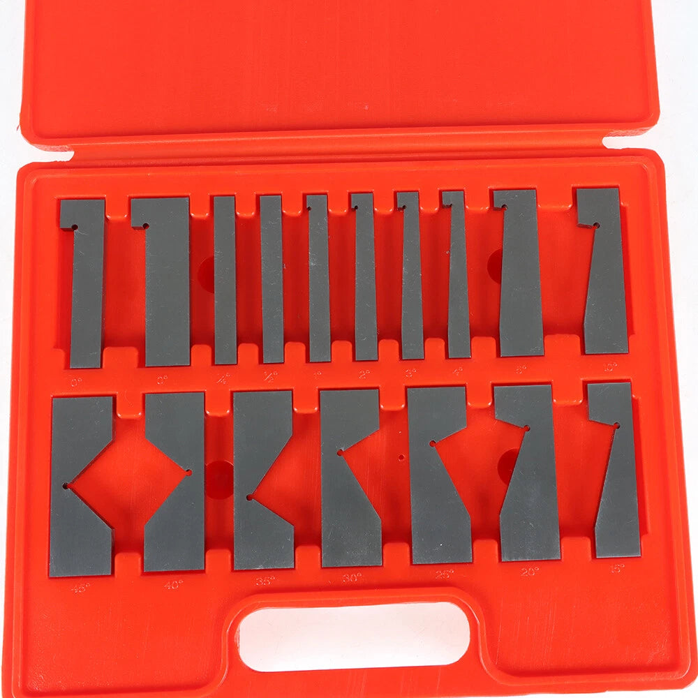 Set of 17 Angle Blocks for Precision Machining (0.0003 inch, 1/4 to 45 Degree)