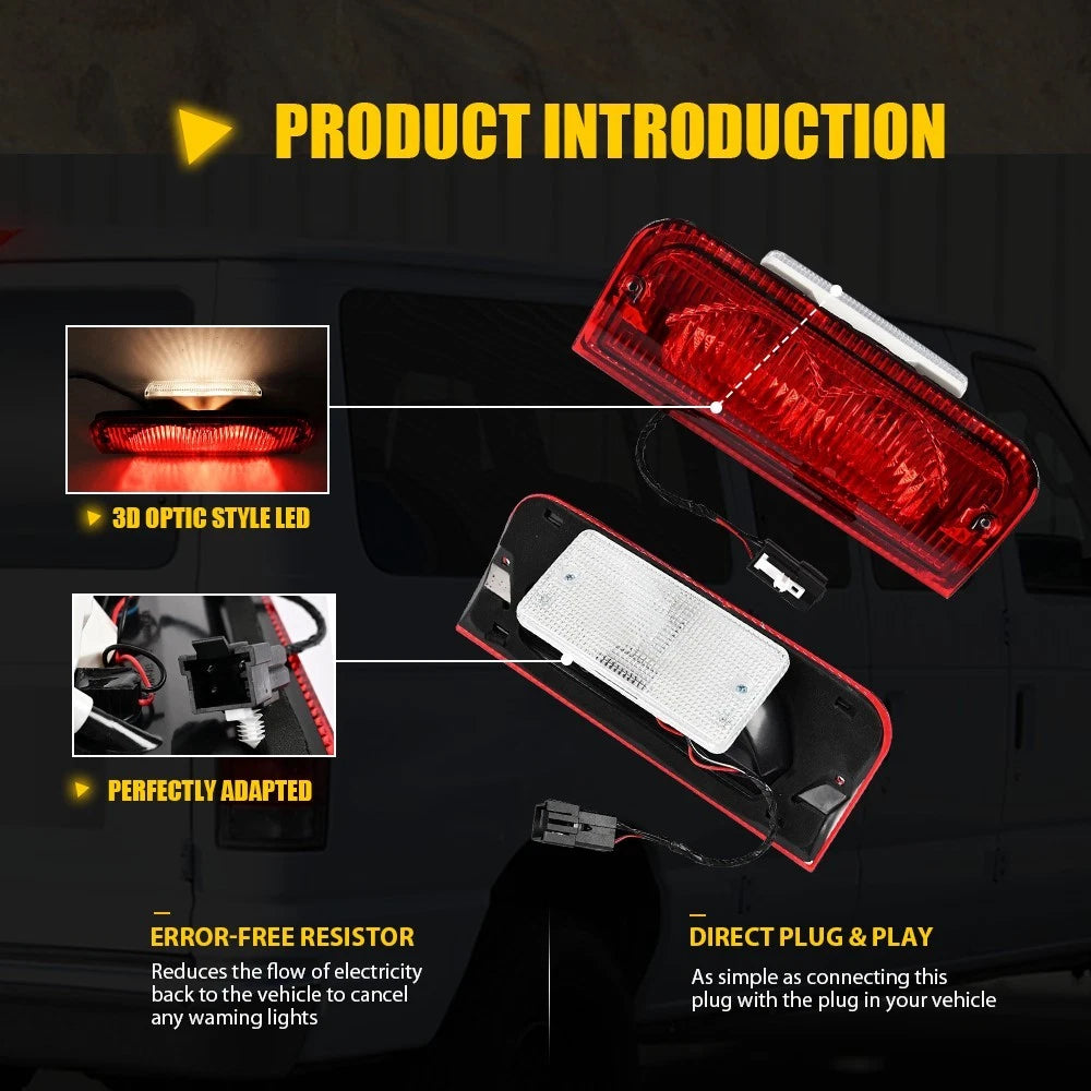 Rear Roof High Mount Stop Brake Light for Ford E-150 E-250 E-350 (1992–2022)