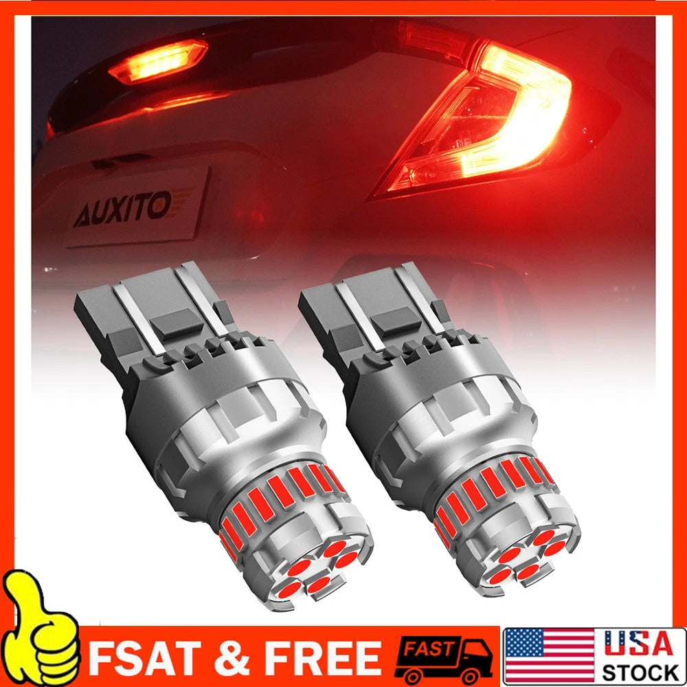 2X 7443 LED Red Brake Stop Tail Parking Light Bulbs for Universal Fit