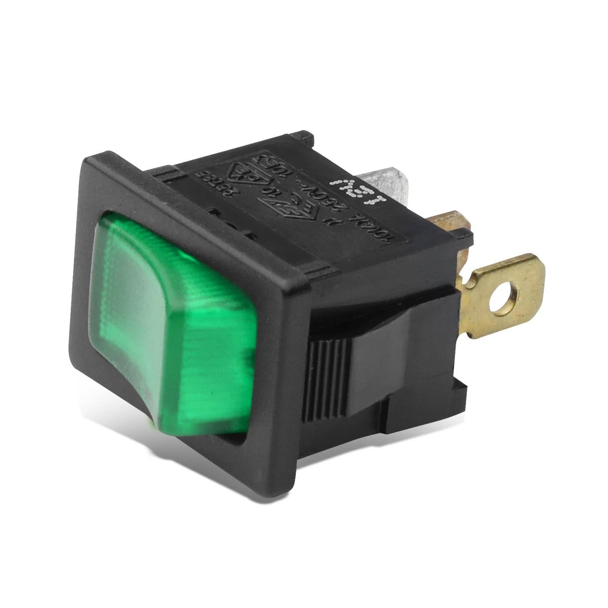 16A Green LED Mini Rocker Toggle Switch for Universal Applications (12V)