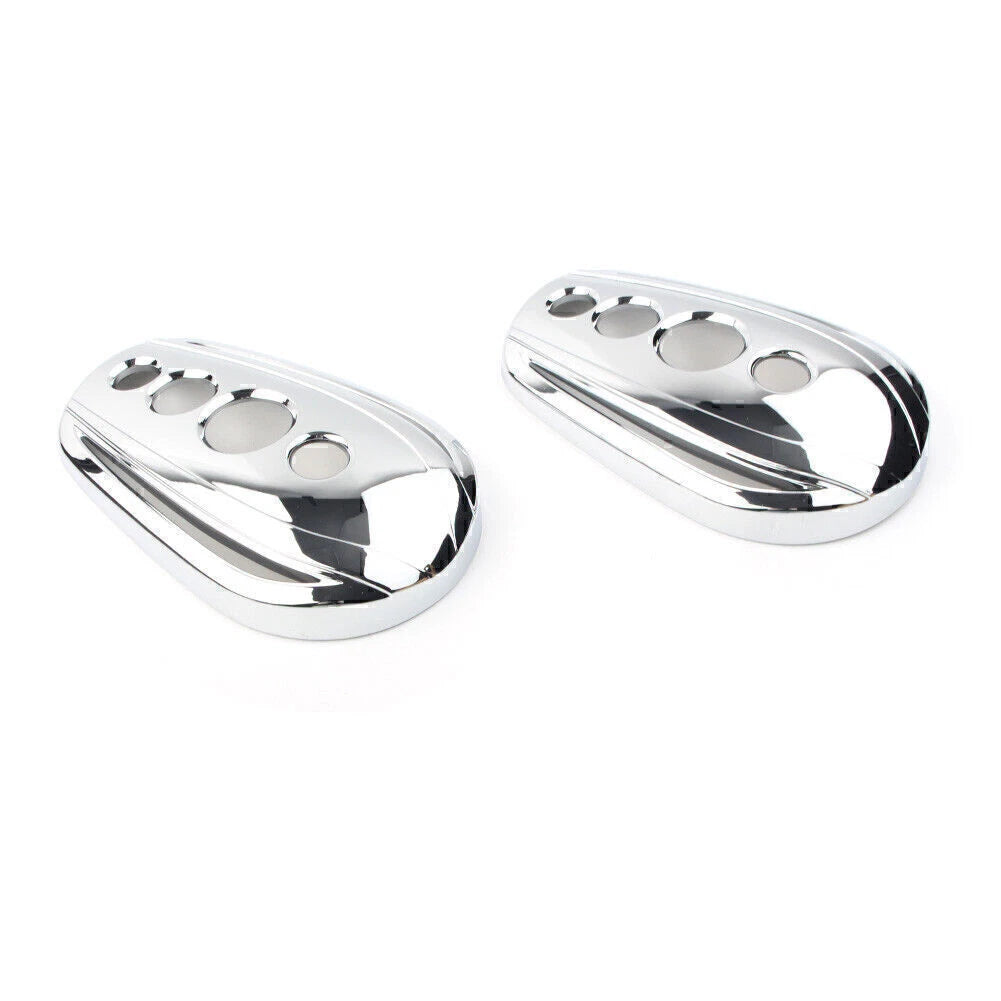 Pair Chrome Rear View Mirror Cover Caps for Harley Dyna Softail Sportster