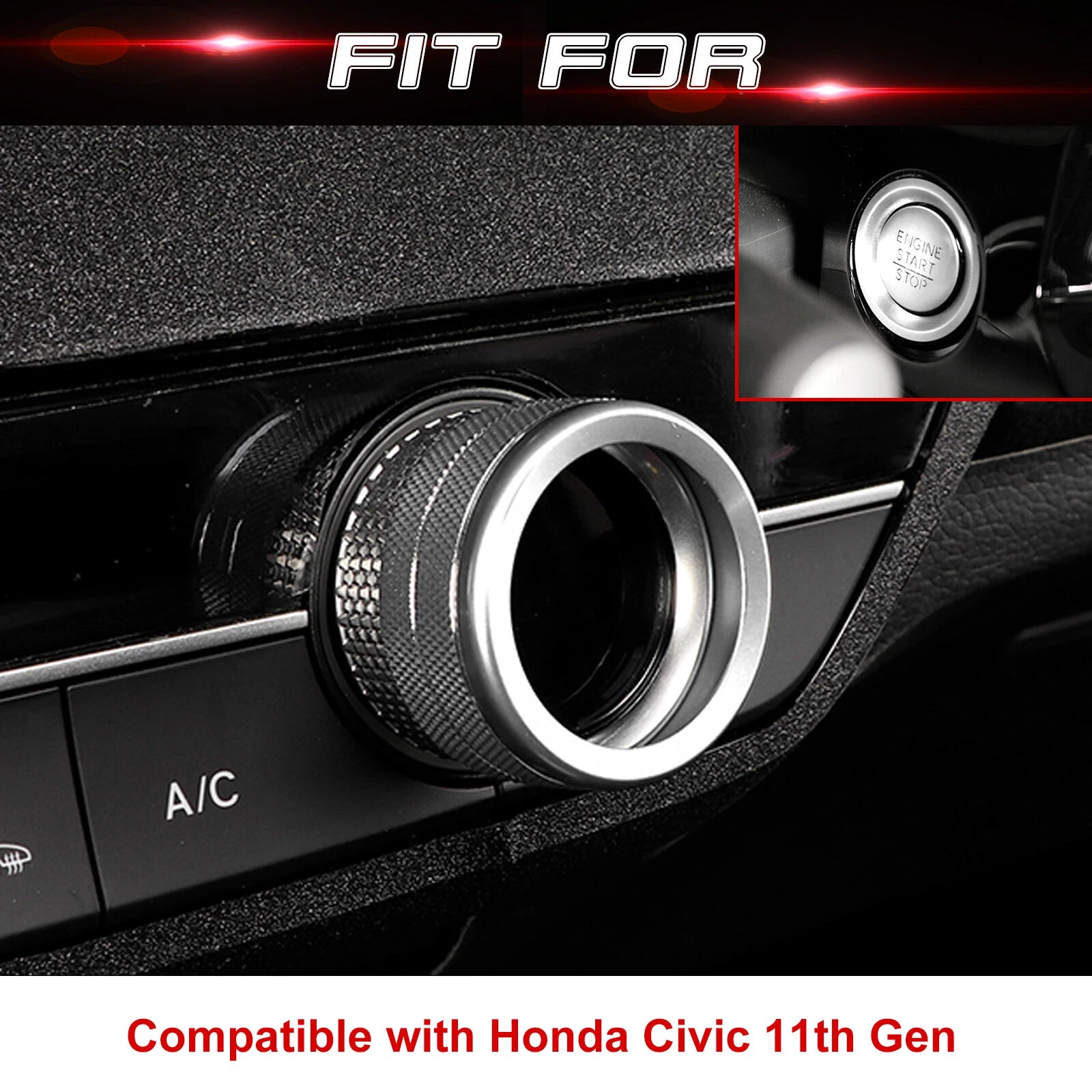 Engine Start Push Button + AC Climate Control Cover for Honda Civic (2022-2026)