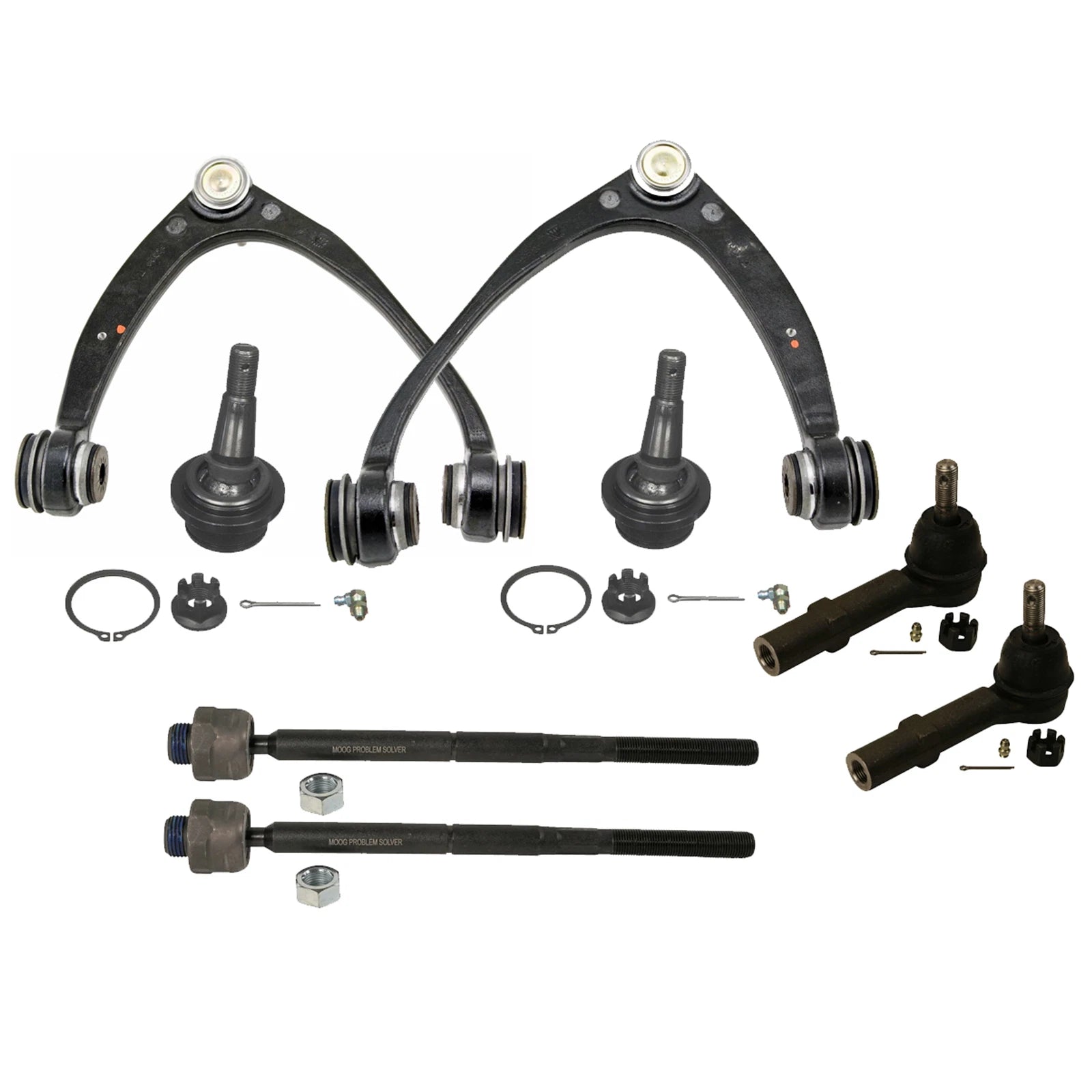 Set of 2 Moog Front Control Arms with Ball Joints & Tie Rods for Cadillac Chevrolet