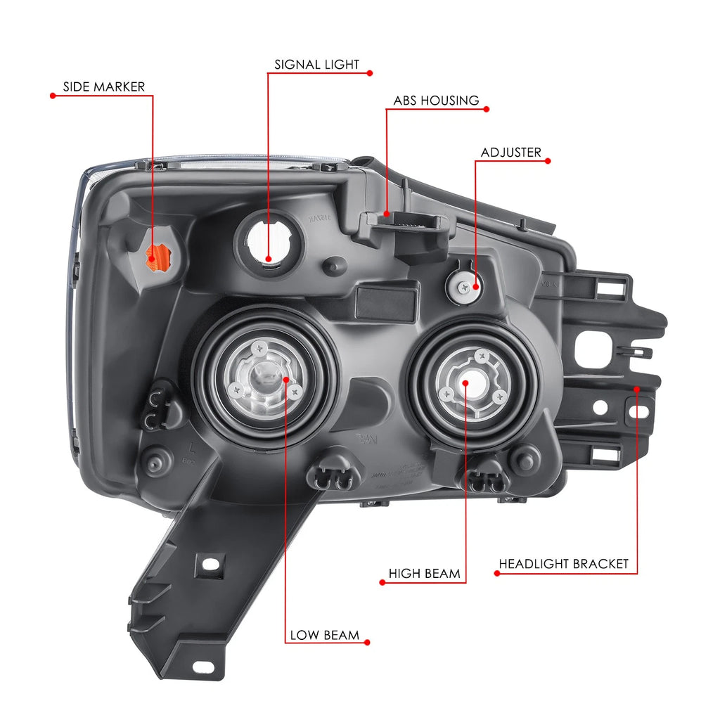 Left Chrome Housing Headlight Lamp for Nissan Armada Pathfinder Titan (2004–2007)